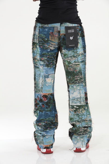 Painting Tapestry Stacked Flare Jeans