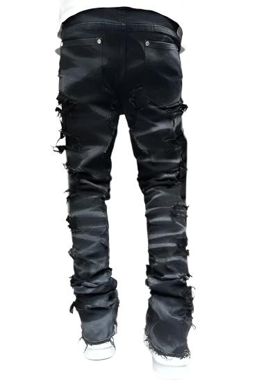 Men's Black Smoke Distressed Denim