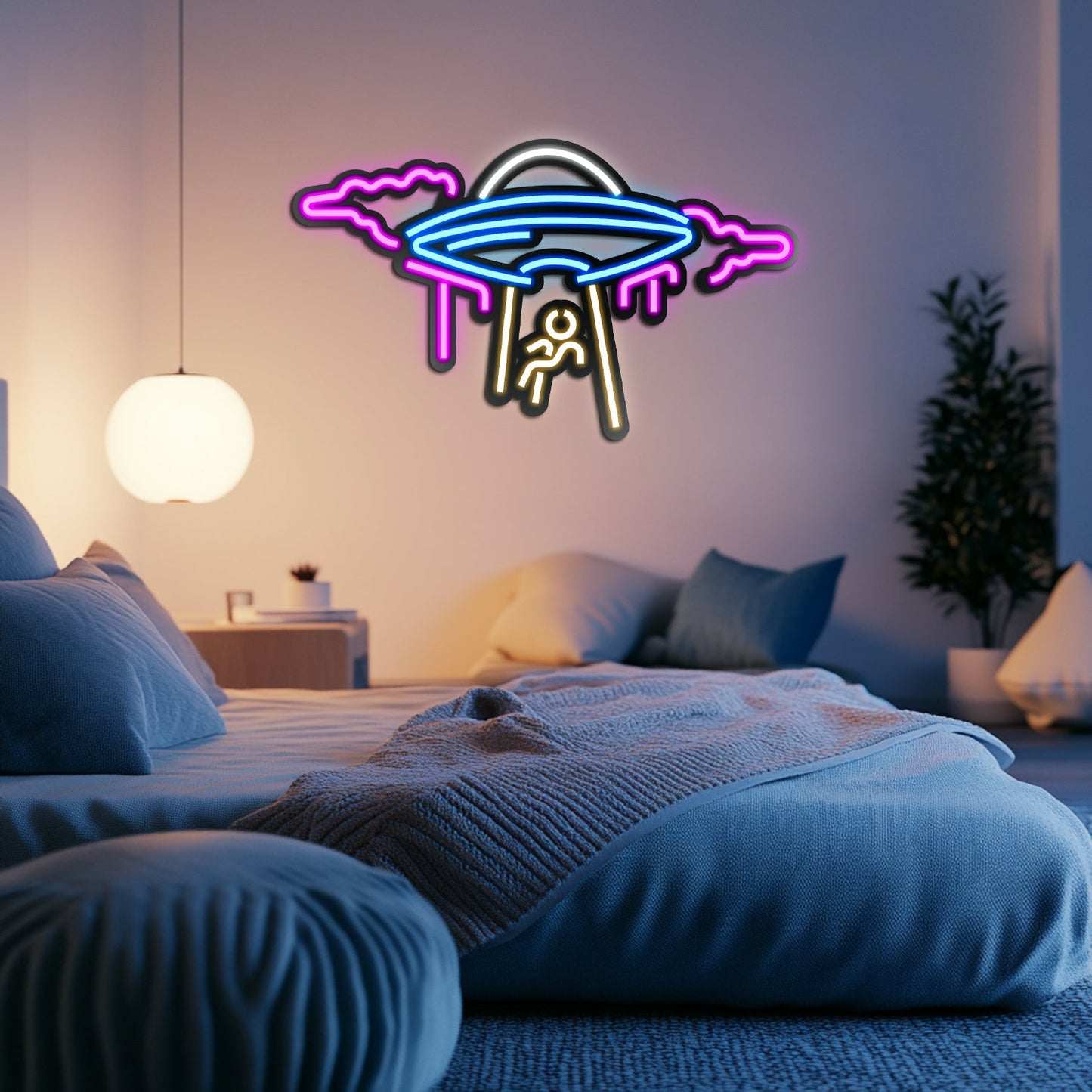UFO Metal Neon Wall Art