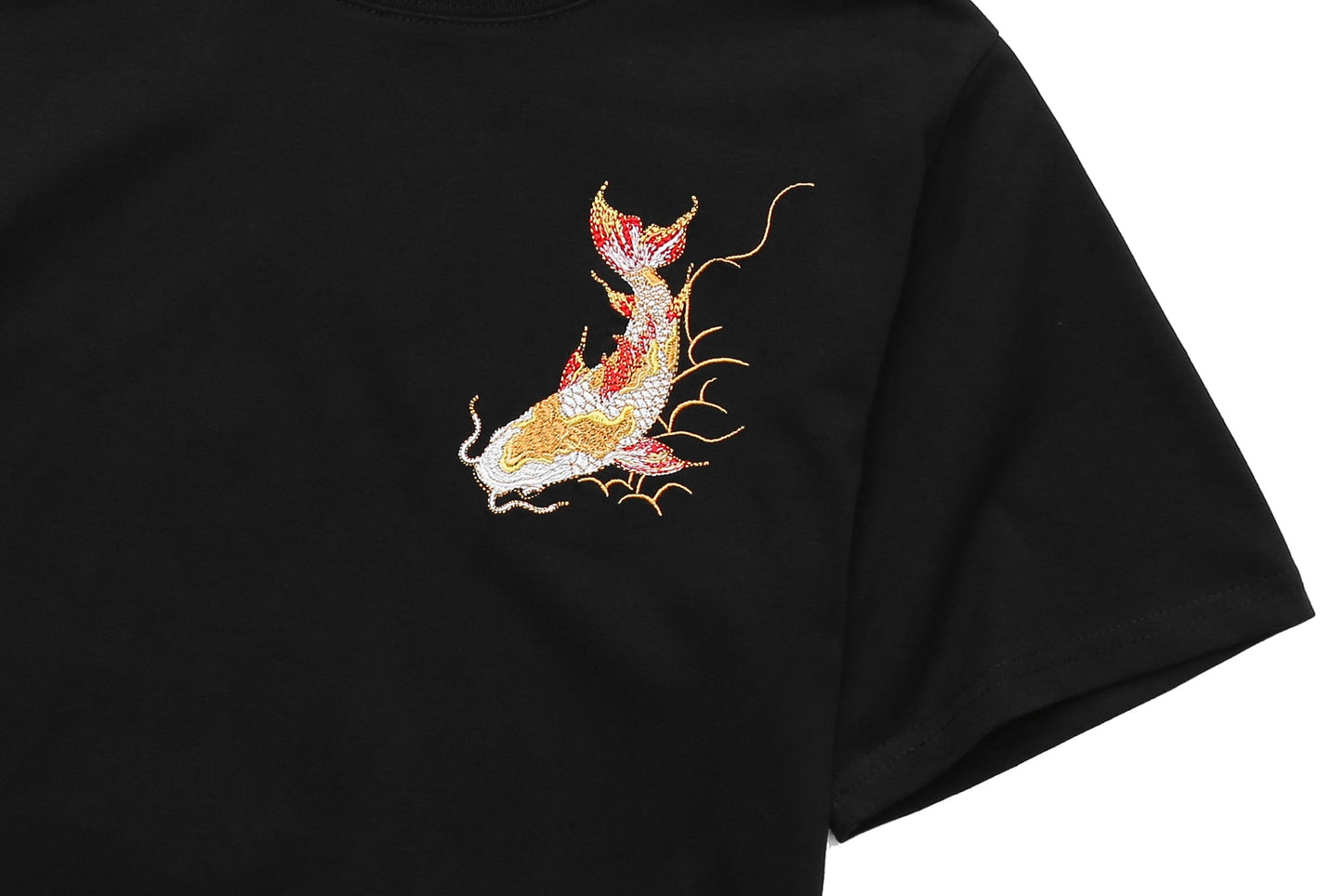 Golden Koi Fish Embroidery Tee