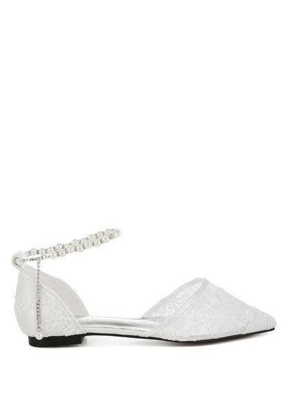 Shrami Pearl & Rhinestone Strap Flat Sandals.