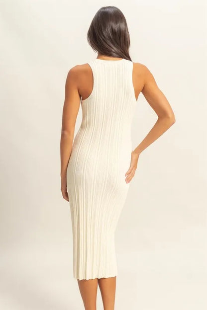 Round Neck Bodycon Ribbed Knit Dress.