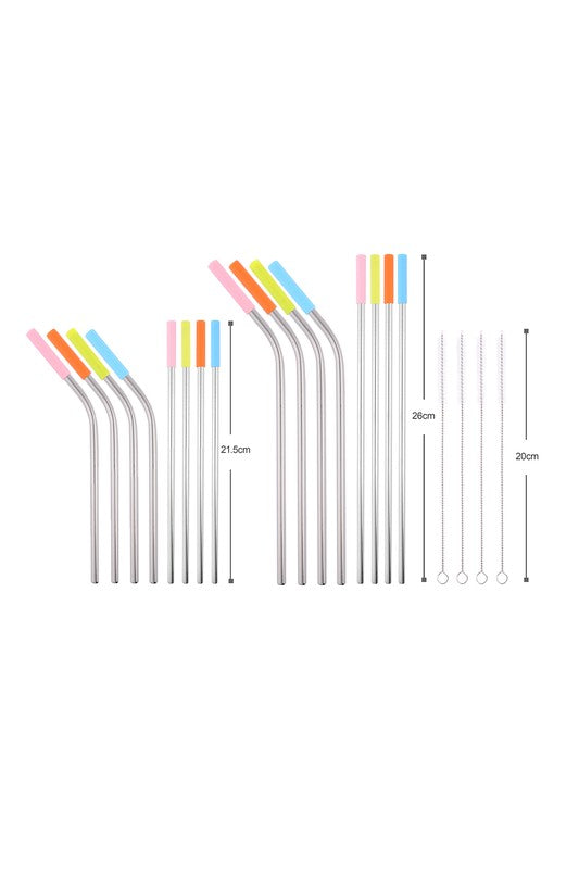 Reusable Metal Straw 20 Pcs Set & Silicone Tip