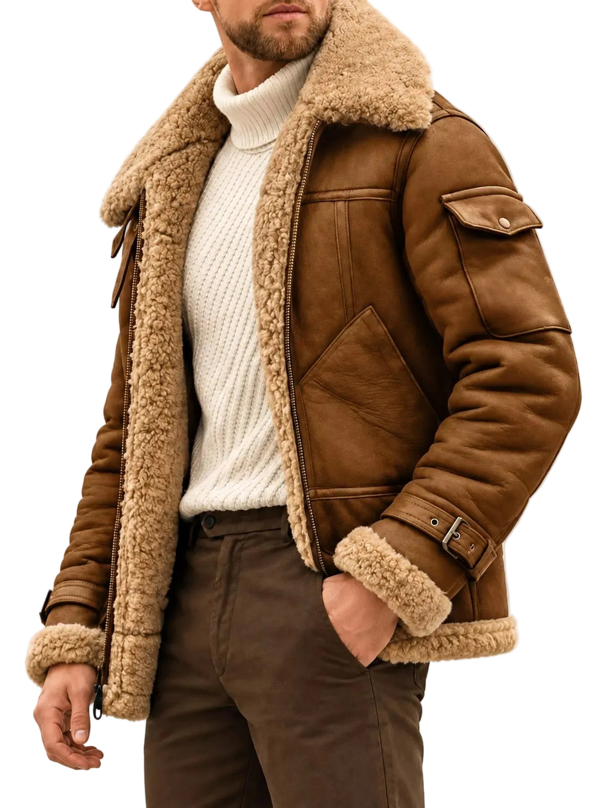 Men's vintage shearling-lined zip jacket alternate view | KRIFFA
