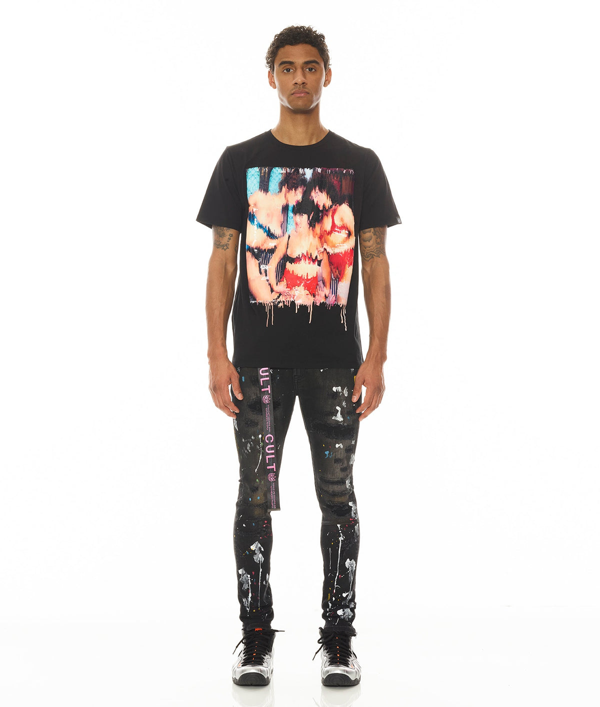SHORT SLEEVE CREW NECK TEE " S&D ROCK N ROLL" |  BLACK