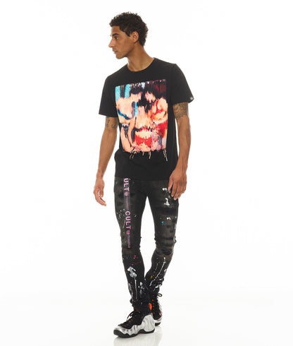 SHORT SLEEVE CREW NECK TEE " S&D ROCK N ROLL" |  BLACK