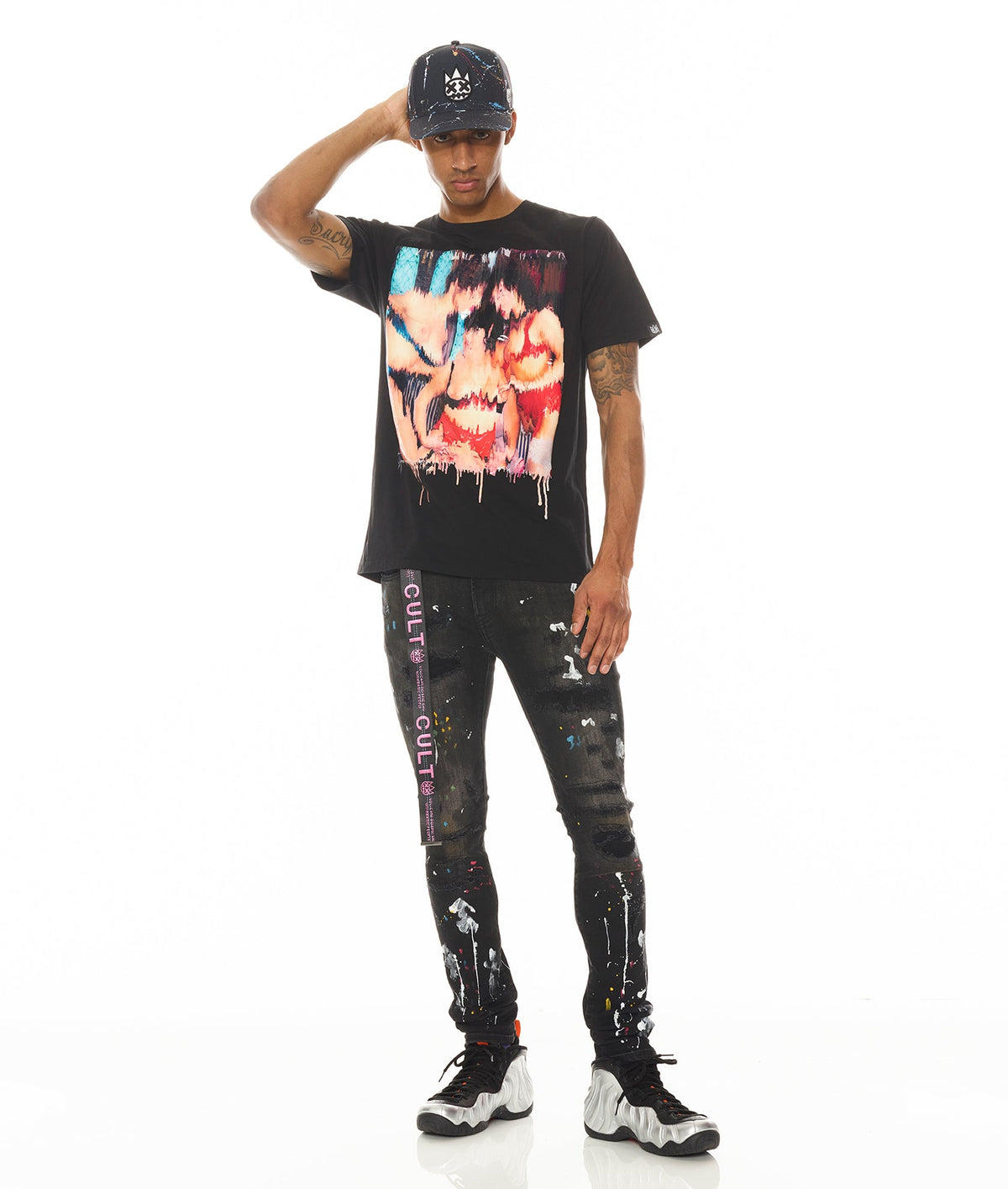 SHORT SLEEVE CREW NECK TEE " S&D ROCK N ROLL" |  BLACK