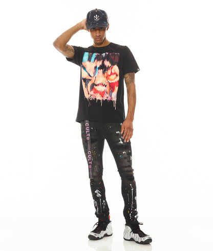 SHORT SLEEVE CREW NECK TEE " S&D ROCK N ROLL" |  BLACK