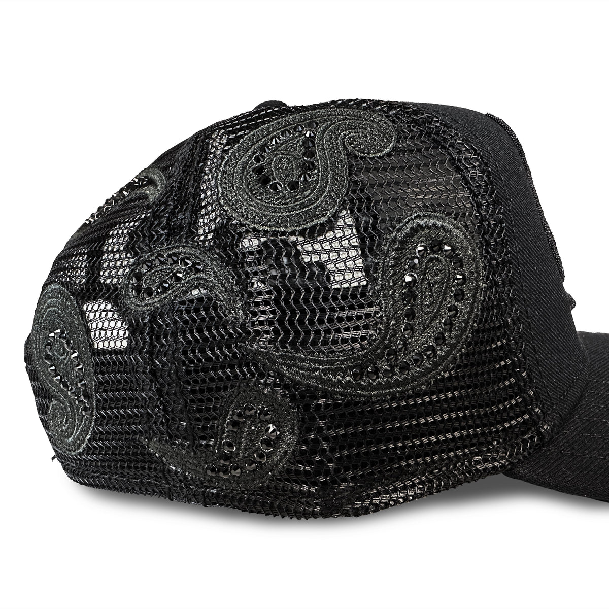 Crystal Paisley Shimuchan Logo Mesh Back Trucker Hat |  Black