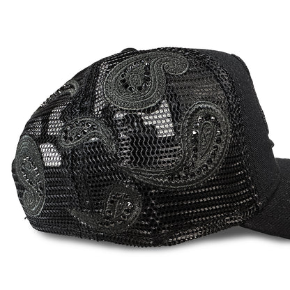 Crystal Paisley Shimuchan Logo Mesh Back Trucker Hat |  Black
