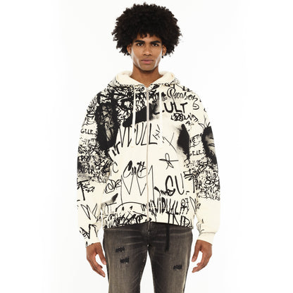 Cult's Zip Novelty Hoody in Winter White