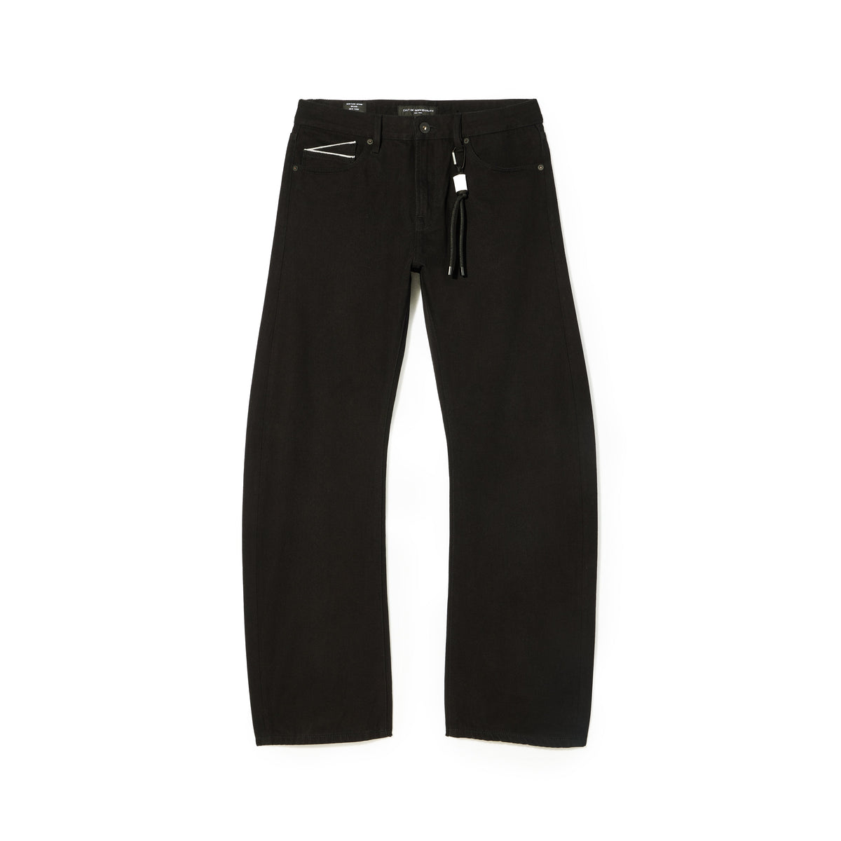 Black pants with drawstring on a white background