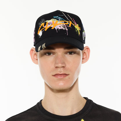Mesh Back Trucker Hat "Cult Graffiti" | Black