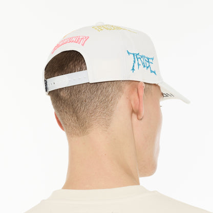 Mesh Back Trucker Hat "Cult Community" | Winter White