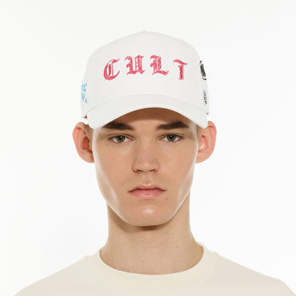 Mesh Back Trucker Hat "Cult Community" | Winter White