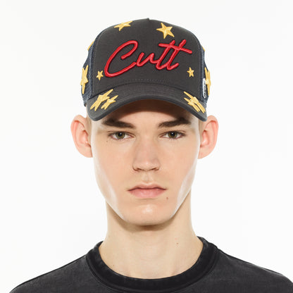 Mesh Back Trucker Hat "Cherubs" in Steel