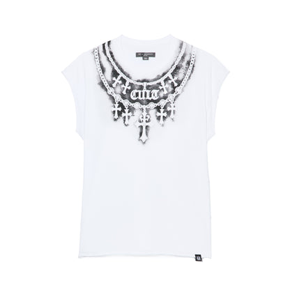 Sleeveless Tee "Stencil" in White
