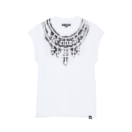 Sleeveless Tee "Stencil" in White