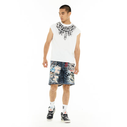 Sleeveless Tee "Stencil" in White