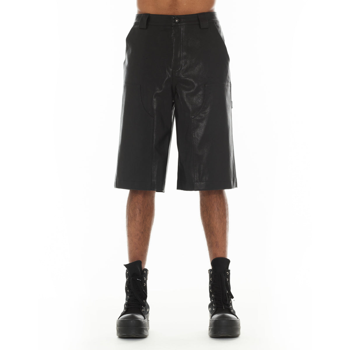 Cult's Y2K Oversized Leather Shorts in Black