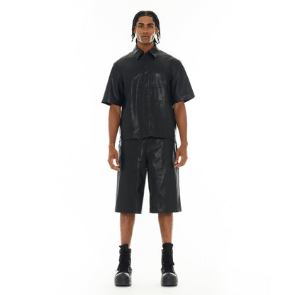 Cult's Y2K Oversized Leather Shorts in Black