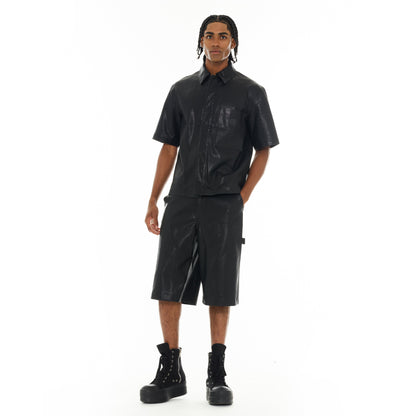 Cult's Y2K Oversized Leather Shorts in Black