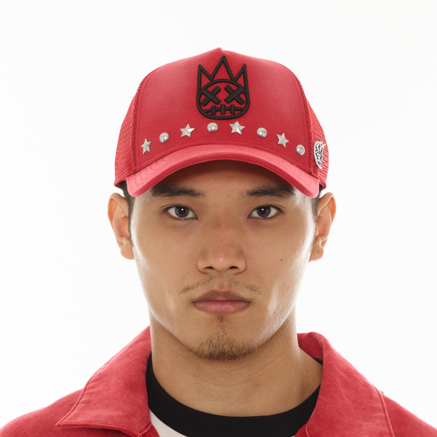Mesh Back Trucker Hat "Horseman" In Rococco Red