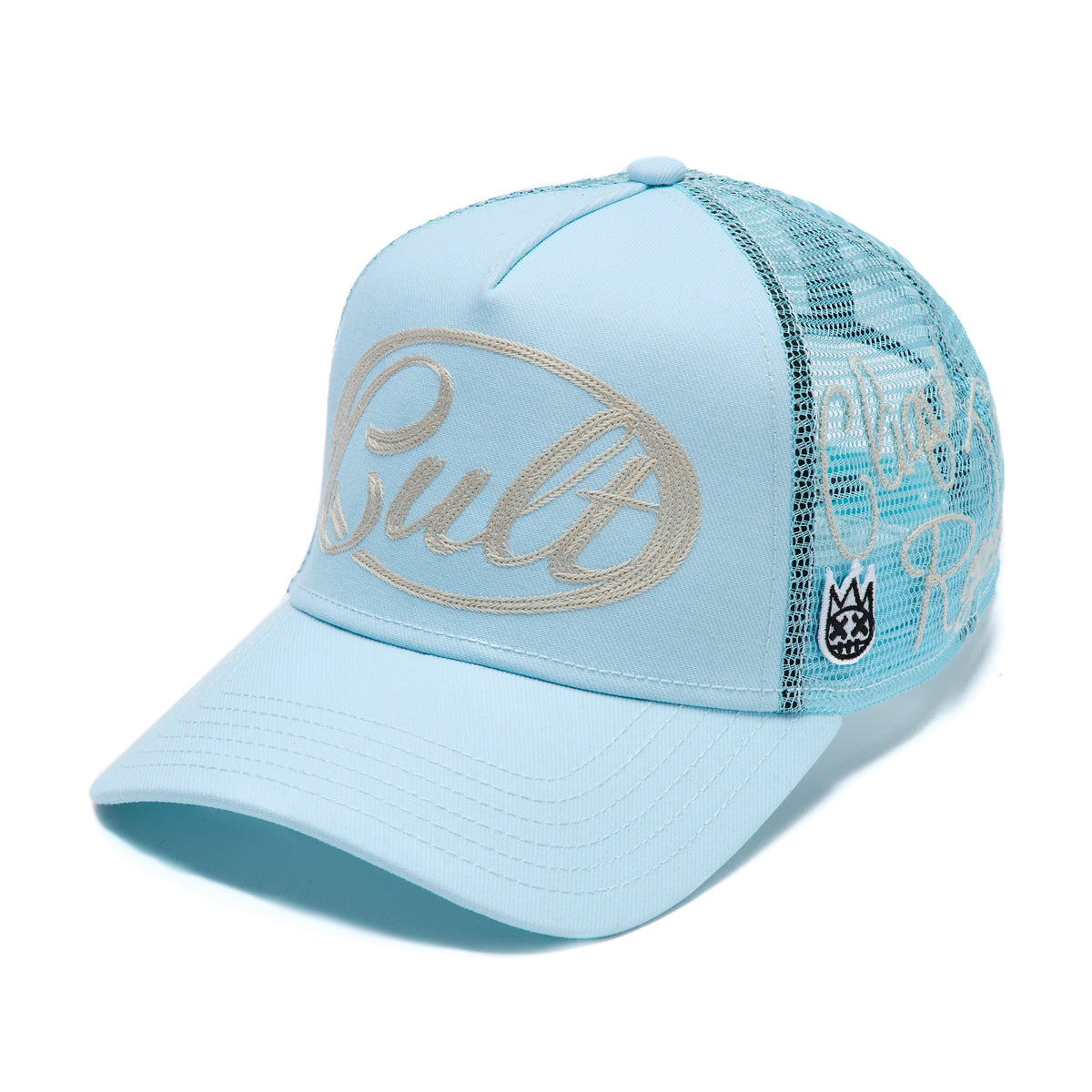 Mesh Back Trucker Hat "Community" In Blue Glow