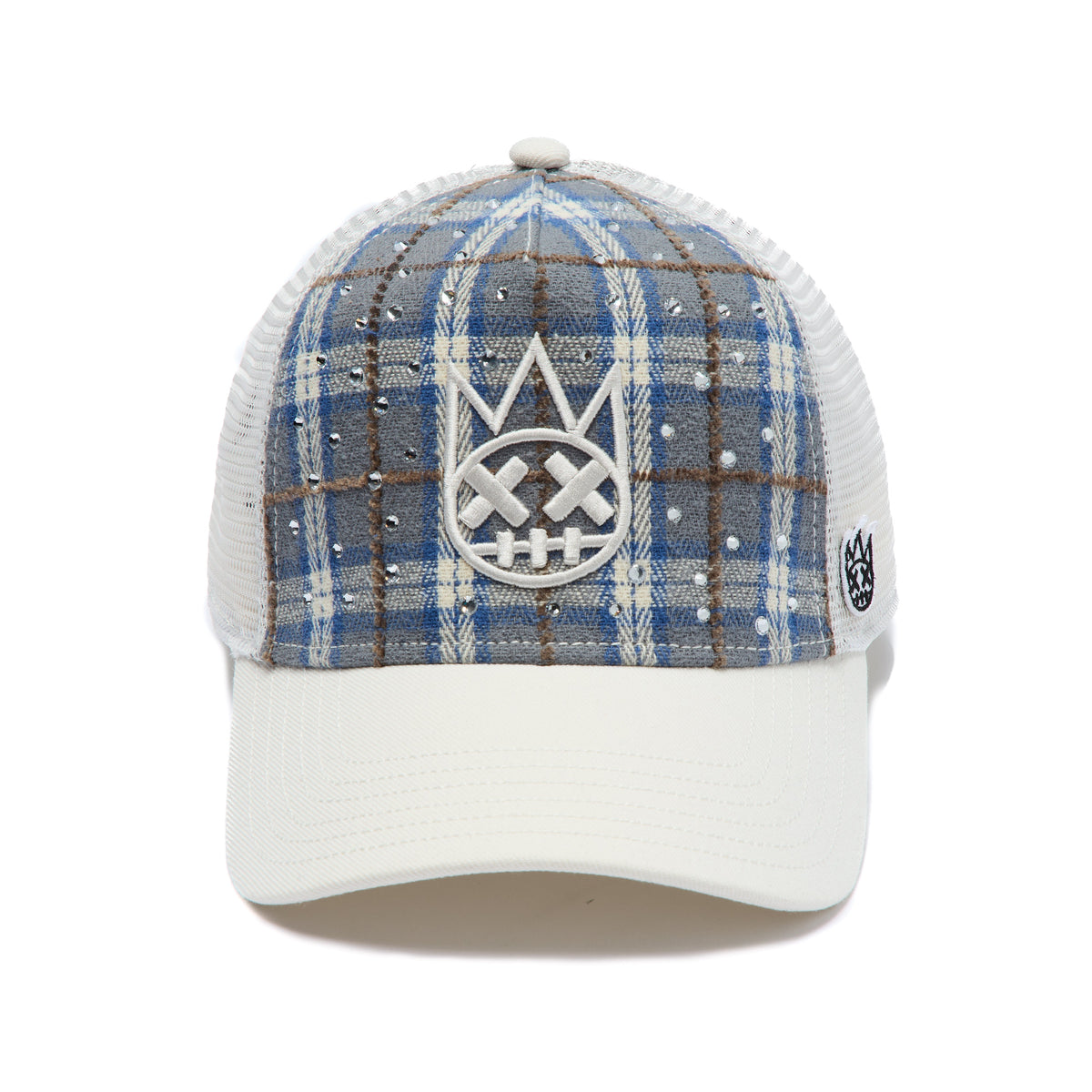 Mesh Back Trucker Hat "Plaid" In Blue Plaid
