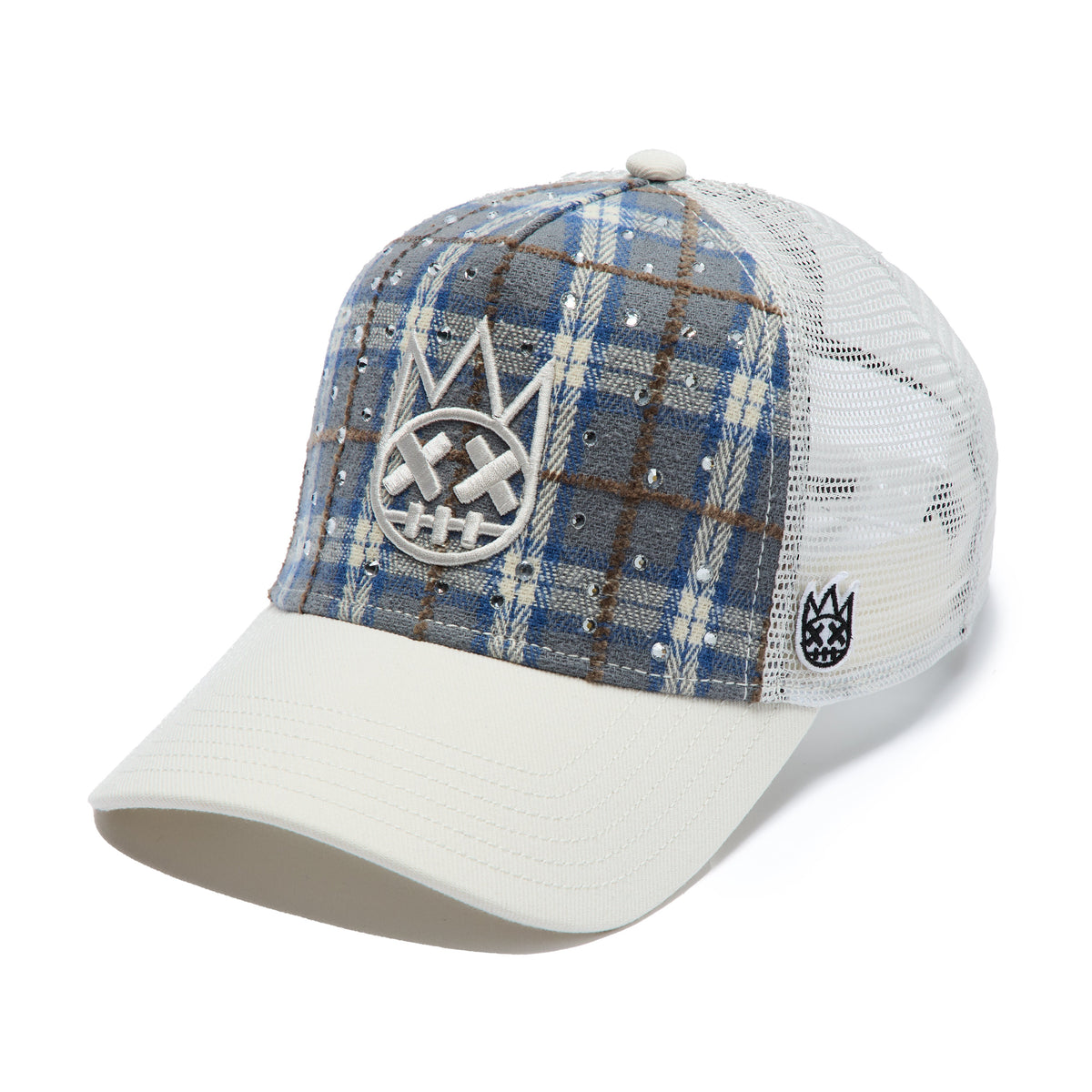 Mesh Back Trucker Hat "Plaid" In Blue Plaid