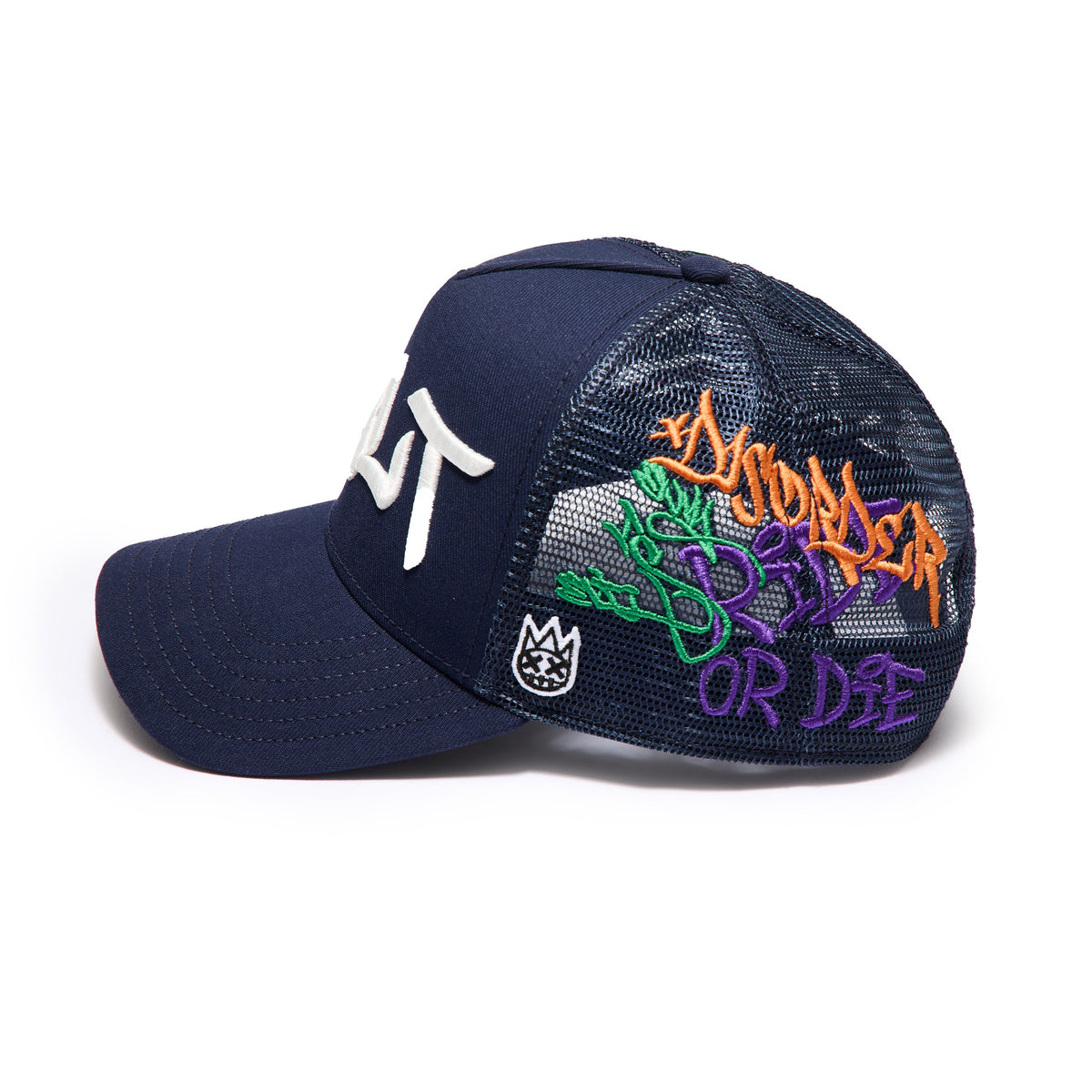 Mesh Back Trucker Hat "Graffiti" | Midnight Blue