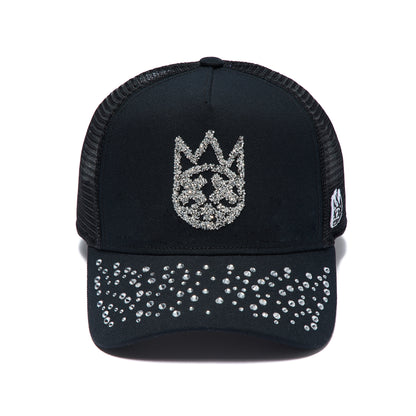 Mesh Back Trucker Hat "Crystals" In Black