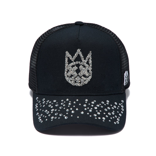 Mesh Back Trucker Hat "Crystals" In Black