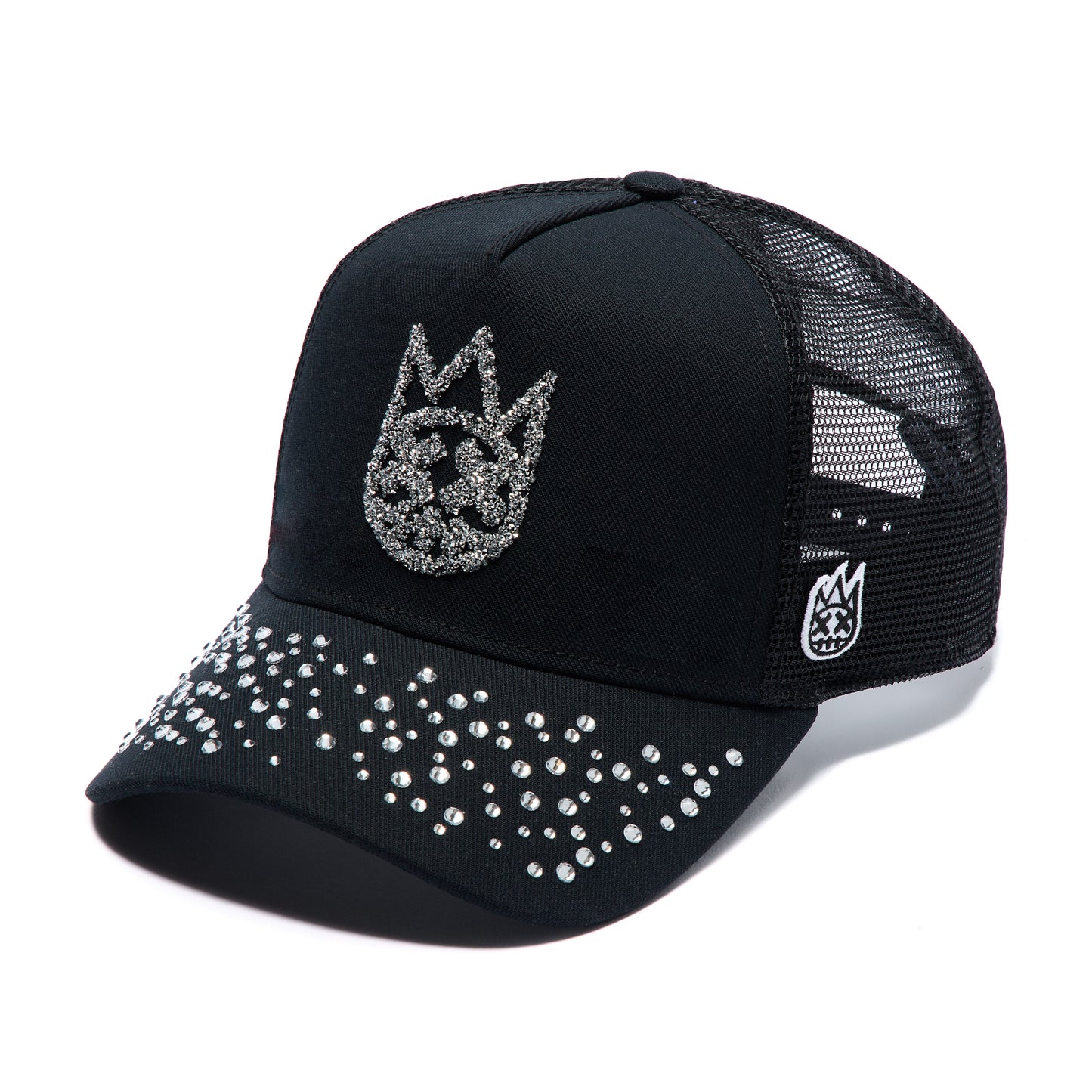 Mesh Back Trucker Hat "Crystals" In Black