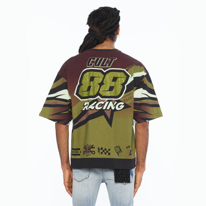 Oversized Short Sleeve Crew Neck Tee "Racer" 260 Grams In Multi