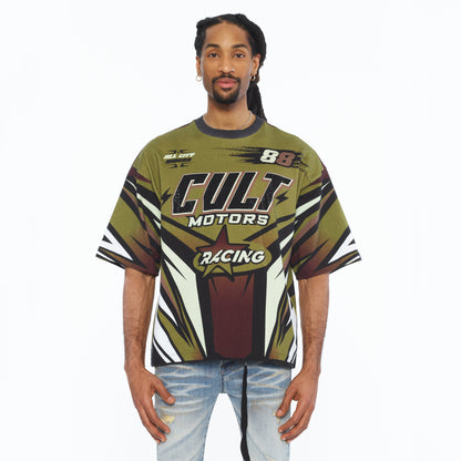 Oversized Short Sleeve Crew Neck Tee "Racer" 260 Grams In Multi