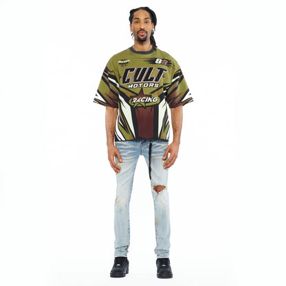 Oversized Short Sleeve Crew Neck Tee "Racer" 260 Grams In Multi