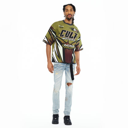 Oversized Short Sleeve Crew Neck Tee "Racer" 260 Grams In Multi