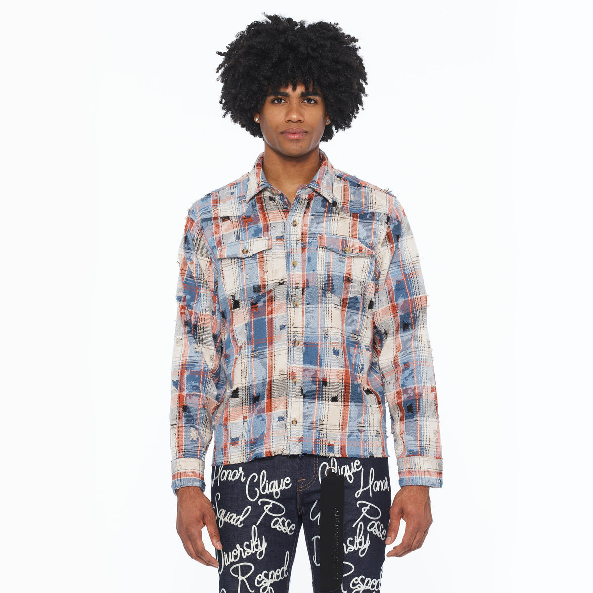 L/S Vintage Embroidered Plaid Woven Shirt | Harvest Plaid