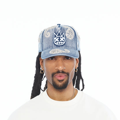 El Alfa Paisley Panel A Frame Trucker Hat | Light Blue