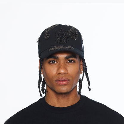 Paisley 5 Panel A Frame Trucker Hat | Black