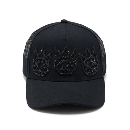 El Alfa A Frame Hat "Multi Black Crystal Logo" | Black