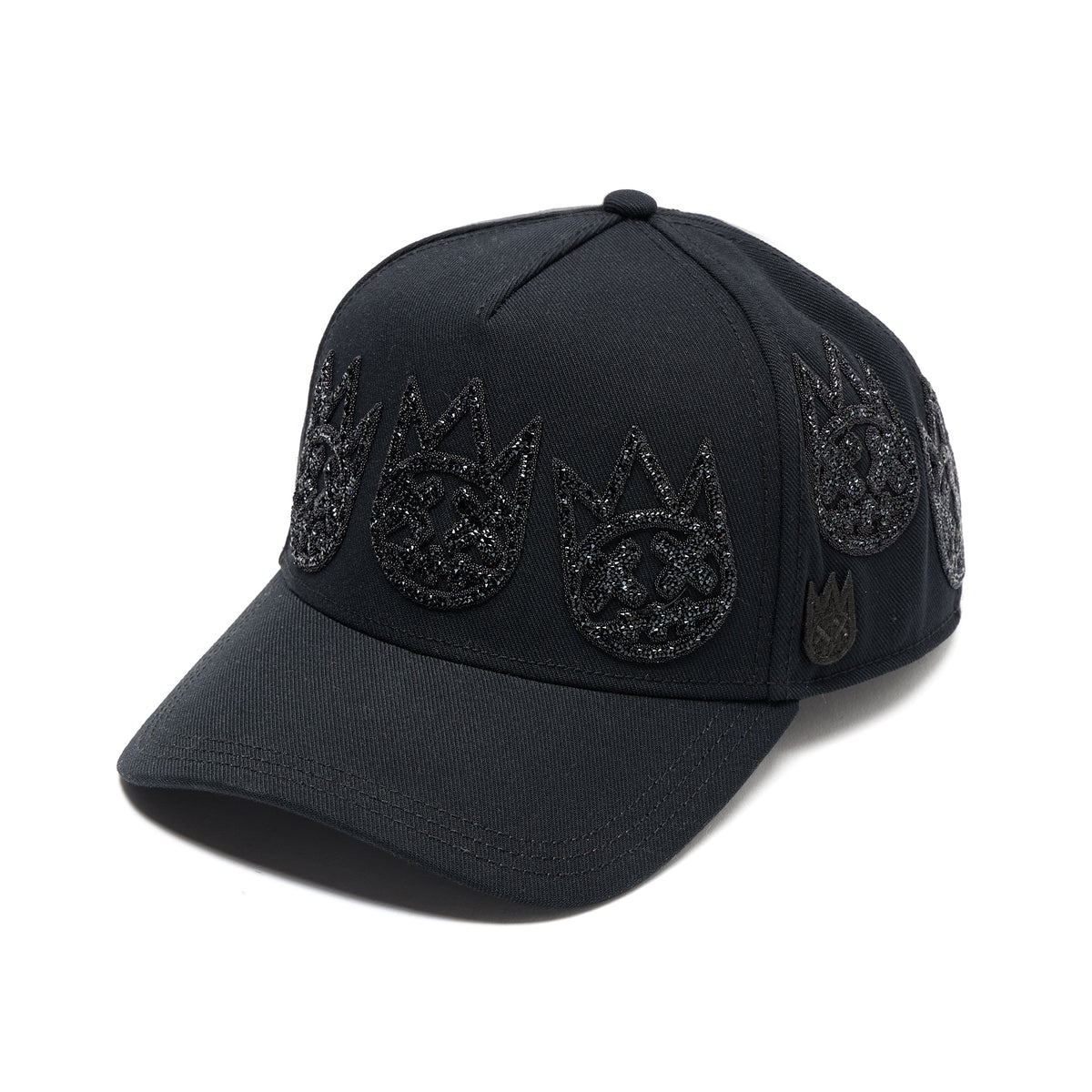 El Alfa A Frame Hat "Multi Black Crystal Logo" | Black
