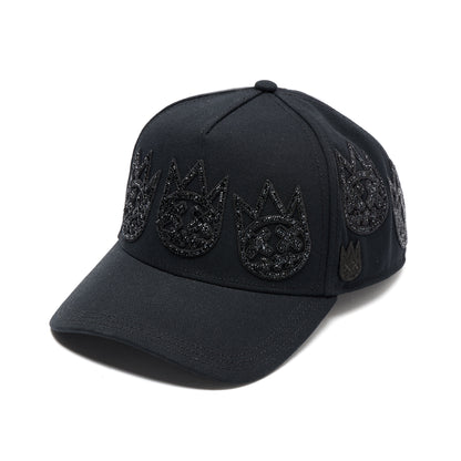 El Alfa A Frame Hat "Multi Black Crystal Logo" | Black