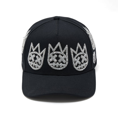 El Alfa A Frame Hat "Multi Crystal Logo" | Black