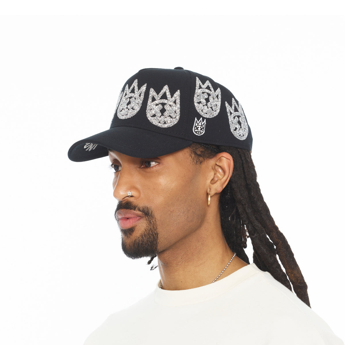 El Alfa A Frame Hat "Multi Crystal Logo" | Black