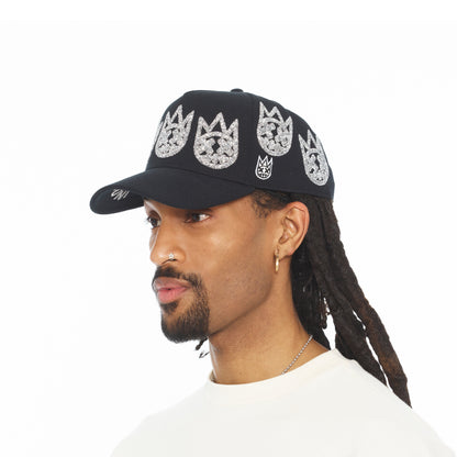 El Alfa A Frame Hat "Multi Crystal Logo" | Black