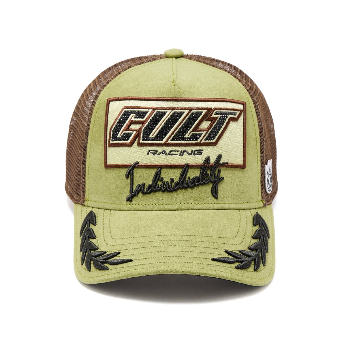 Mesh Back Trucker Hat "Cult Racing" | Olive