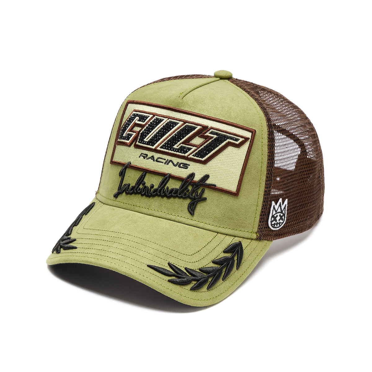 Mesh Back Trucker Hat "Cult Racing" | Olive