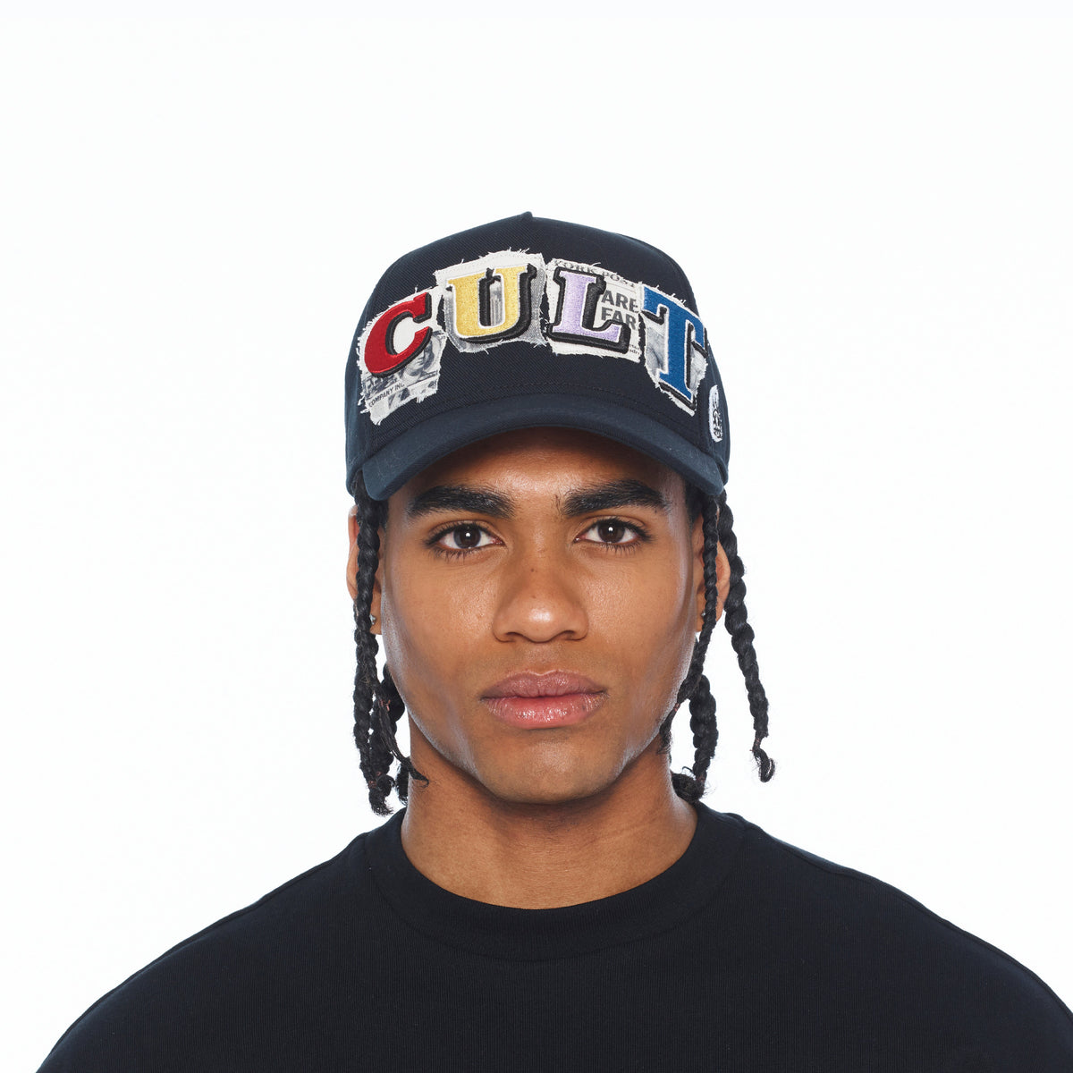 A Frame Trucker Hat "Cult Newsprint" | Black